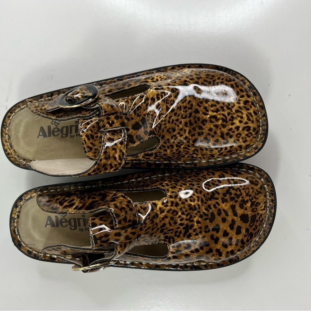 Alegria ALG-417 Leopard Print Slip-On Shoes Leather Padded Support Sz 35 US 5 - Picture 3 of 10